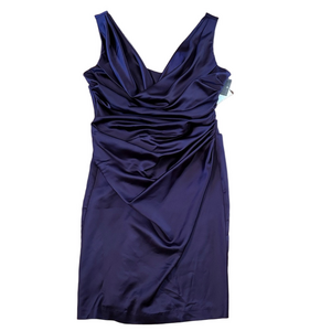 NWT David's Bridal Sleeveless Stretch Satin Bridal Formal Dress Size 10 Lapis